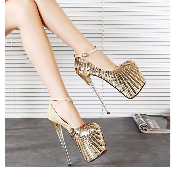 fashion 19.5cm ultra high heels shoes sequined with platform round toe pumps women's party bling women dress, Black
fashion 19.5cm ultra high heels shoes sequined with platform round toe pumps women's party bling women dress, Black