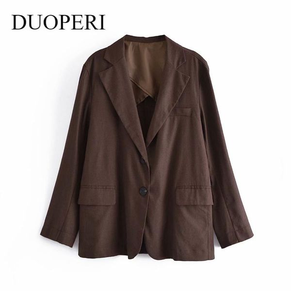 women's suits & blazers duoperi 2021 women fashion with pockets office lady linen single breasted blazer long sleeve vintage female coa, White;black
women's suits & blazers duoperi 2021 women fashion with pockets office lady linen single breasted blazer long sleeve vintage female coa, White;black