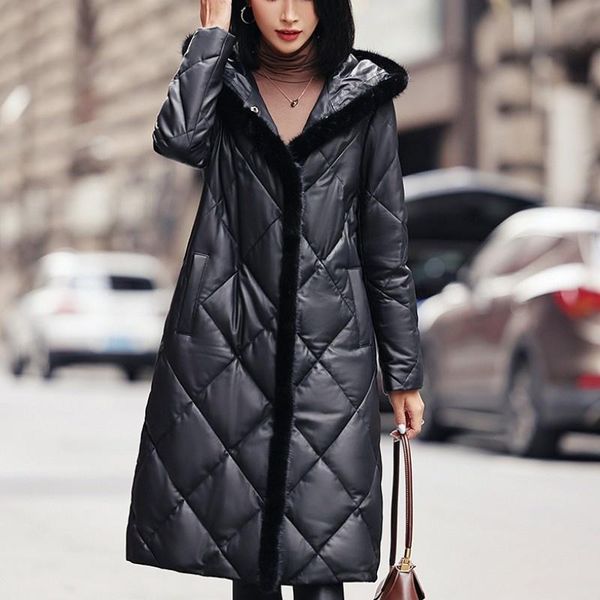women's leather & faux winter fashion women hoodie long coat office ladies warm loose fit trench down jacket sheepskin genuine, Black
women's leather & faux winter fashion women hoodie long coat office ladies warm loose fit trench down jacket sheepskin genuine, Black