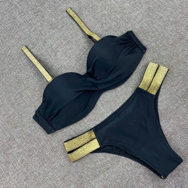 women's swimwear 2021 solid color bikini women bandeau set biquini brazilian push up swimsuit female bathing beach wear suit, White;black
women's swimwear 2021 solid color bikini women bandeau set biquini brazilian push up swimsuit female bathing beach wear suit, White;black