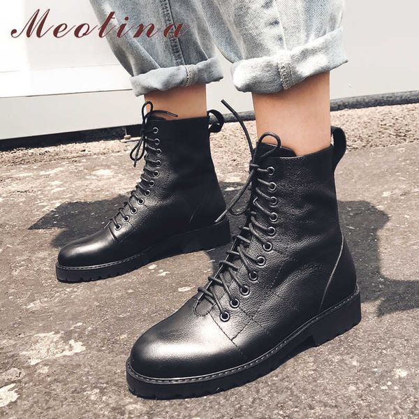 meotina winter motorcycle boots women natural genuine leather block heel ankle boots lace up round toe shoes lady autumn size 39 210608, Black
meotina winter motorcycle boots women natural genuine leather block heel ankle boots lace up round toe shoes lady autumn size 39 210608, Black