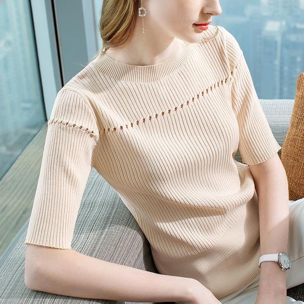 women's t-shirt women elegant knitted shirts 2021 stripped harajuku o neck semi sleeve hollow oversized t shirt summer elastic goth, White
women's t-shirt women elegant knitted shirts 2021 stripped harajuku o neck semi sleeve hollow oversized t shirt summer elastic goth, White