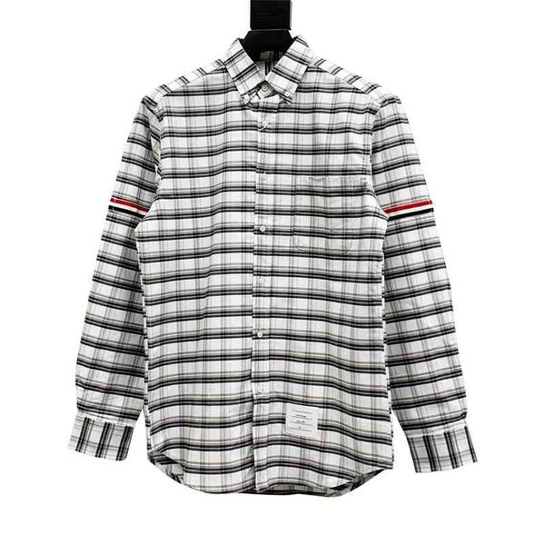 high version tb yarn dyed plaid armband stripe men's and women's long sleeve shirt coat, White;black
high version tb yarn dyed plaid armband stripe men's and women's long sleeve shirt coat, White;black