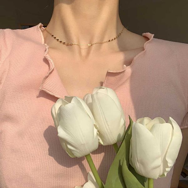 designer necklace simple 925 sterling silver peach heart choker shiny round beads clavicle chain for women fine jewelry birthday gift