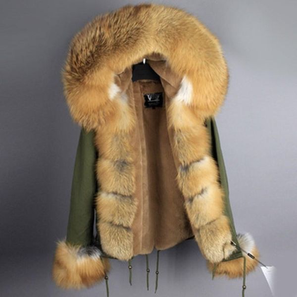 women's fur & faux women short parka waterproof raccoon collar winter lined coat female real jacket overcoat, Black 
women's fur & faux women short parka waterproof raccoon collar winter lined coat female real jacket overcoat, Black