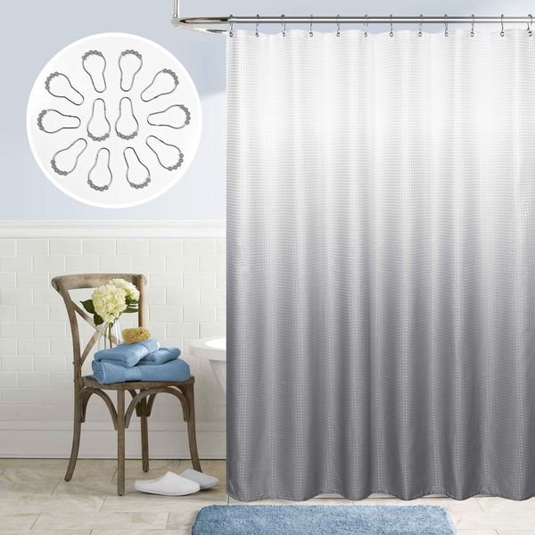 gray shower curtainfor bathroom with coordinating color metal beaded hook rings set textured bath cloth fabric design ombre
gray shower curtainfor bathroom with coordinating color metal beaded hook rings set textured bath cloth fabric design ombre