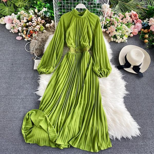 casual dresses vintage maxi pleated dress ladies long lantern sleeve yellow femme pink robe stand collar harajuku clothing vestidos de mujer, Black;gray
casual dresses vintage maxi pleated dress ladies long lantern sleeve yellow femme pink robe stand collar harajuku clothing vestidos de mujer, Black;gray