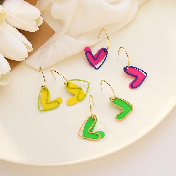 dangle & chandelier korean neon color layed heart earring for women candy metal big hanging earrings statement party jewelry brincos, Silver
dangle & chandelier korean neon color layed heart earring for women candy metal big hanging earrings statement party jewelry brincos, Silver