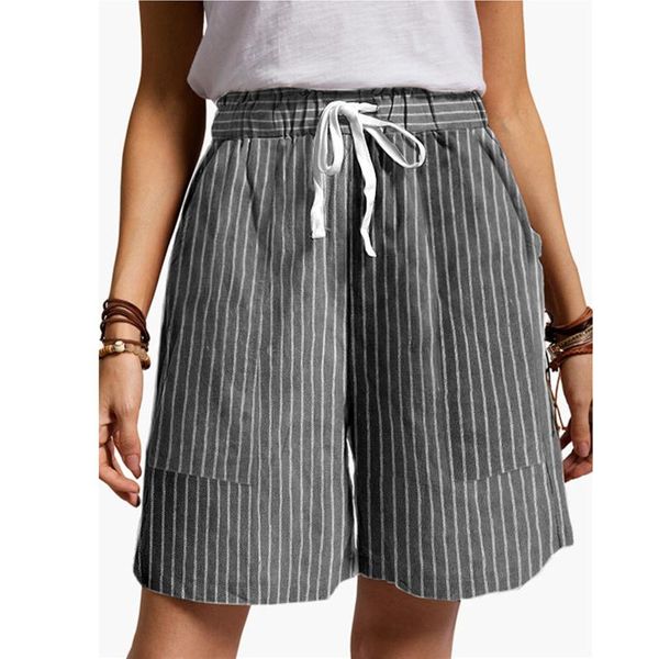 women's shorts fashion high waist women casual half- length elastic womens loose pockets 2021 summer striped lace up short, White;black
women's shorts fashion high waist women casual half- length elastic womens loose pockets 2021 summer striped lace up short, White;black