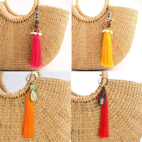 1pc red yellow pink tassel keychains for women bag hanging keyring bohemian jewelry, Silver
1pc red yellow pink tassel keychains for women bag hanging keyring bohemian jewelry, Silver
