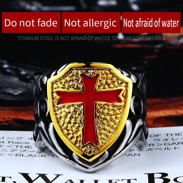 steel soldier knights templar retro cross shield ring 316l stainless vintage personality jewelry cluster rings, Golden;silver
steel soldier knights templar retro cross shield ring 316l stainless vintage personality jewelry cluster rings, Golden;silver