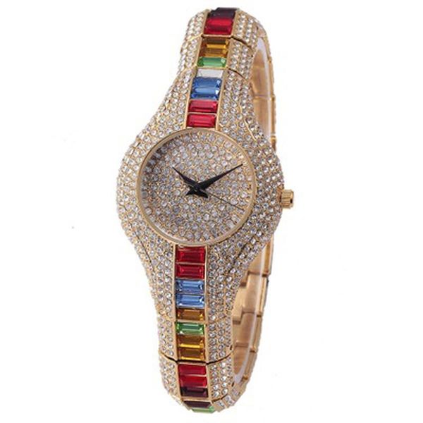 wristwatches luxury diamond ladies watch bracelet, Slivery;brown