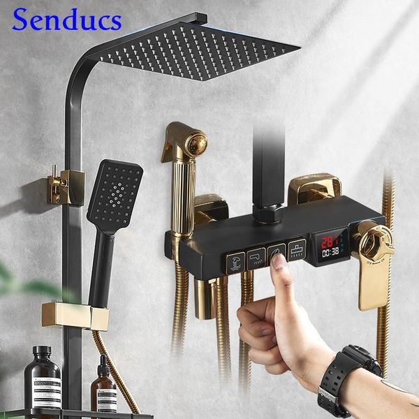digital shower set senducs temperature display bathroom system rainfall head polished chrome sets
digital shower set senducs temperature display bathroom system rainfall head polished chrome sets