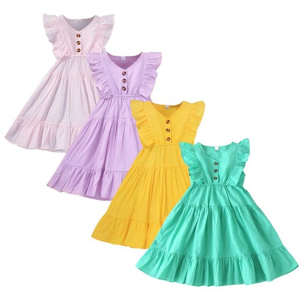 girl's dresses 4 colors little girls summer casual sleeveless dress kids sweet fresh solid color button v-neck a-line princess for 1-6t, Red;yellow
girl's dresses 4 colors little girls summer casual sleeveless dress kids sweet fresh solid color button v-neck a-line princess for 1-6t, Red;yellow