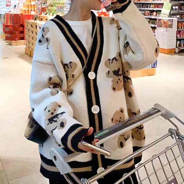 women's jackets nomikuma knitted cardigan causal women cartoon bear sweater autumn winter long sleeve oversized knitwear jacket 6k886 x, Black;brown
women's jackets nomikuma knitted cardigan causal women cartoon bear sweater autumn winter long sleeve oversized knitwear jacket 6k886 x, Black;brown