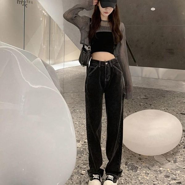 women's jeans autumn women black loose high waist jeams 2021 gothic mopping pants literary retro simple korean style mom water wash clo, Blue
women's jeans autumn women black loose high waist jeams 2021 gothic mopping pants literary retro simple korean style mom water wash clo, Blue