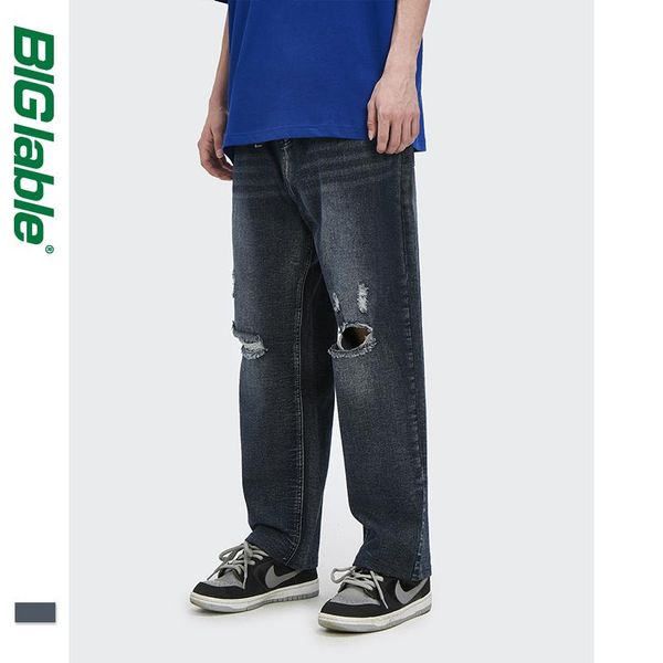 men's jeans big lable ripped washed men distressed hole hip hop denim pants straight trousers male, Blue
men's jeans big lable ripped washed men distressed hole hip hop denim pants straight trousers male, Blue