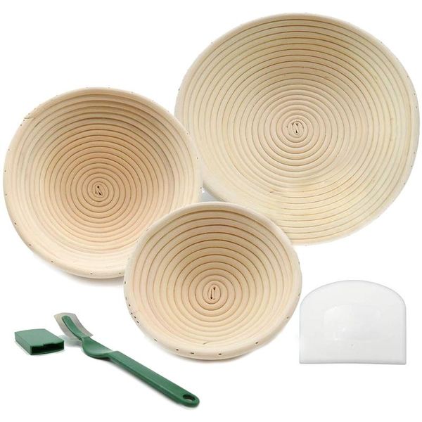 storage baskets (10 inches + 8 6.3 inches) bread proof basket slice tool dough scraper proofing cloth ye