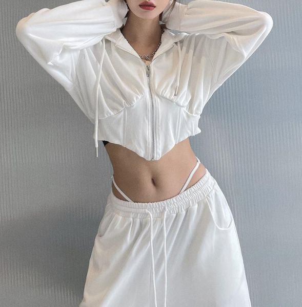 women's two piece pants 2021 autumn design sense sports wind two-piece suit exposed umbilical short sweater jacket casual feet trousers, White
women's two piece pants 2021 autumn design sense sports wind two-piece suit exposed umbilical short sweater jacket casual feet trousers, White