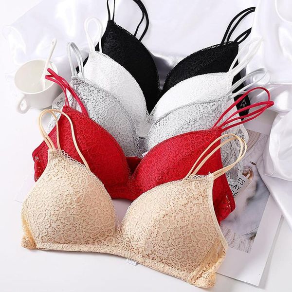 bras ladies bra shoulder strap lace wire solid color small cup back closure seamless, Red;black
bras ladies bra shoulder strap lace wire solid color small cup back closure seamless, Red;black