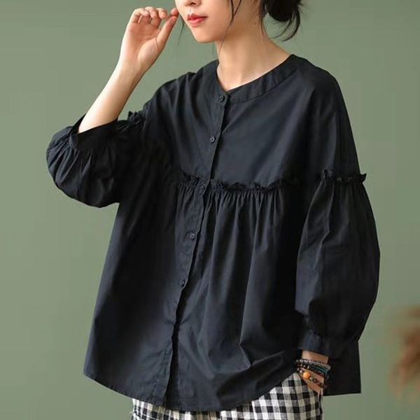 women's blouses & shirts spring/summer women casual loose three quarter sleeve o-neck blouse single breasted cotton linen patchwor, White
women's blouses & shirts spring/summer women casual loose three quarter sleeve o-neck blouse single breasted cotton linen patchwor, White