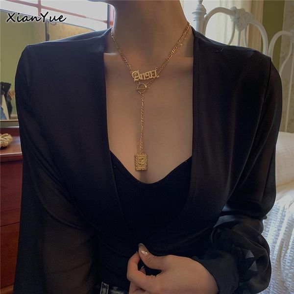 pendant necklaces fashion rose flower square vintage punk letter chain creative ot buckle alloy set jewelry for women, Silver
pendant necklaces fashion rose flower square vintage punk letter chain creative ot buckle alloy set jewelry for women, Silver