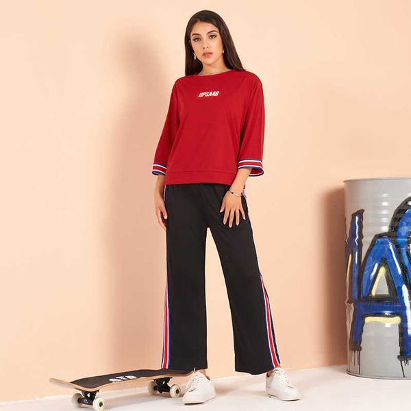women's two piece pants spring summer fashion all-match letter embroidery sleeves hit color ribbon nine-point casual two-piece sui, White
women's two piece pants spring summer fashion all-match letter embroidery sleeves hit color ribbon nine-point casual two-piece sui, White