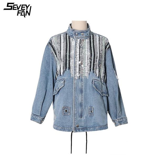 women's jackets sequin ripped fashion denim jacket women oversized loose drawstring zipper blue jeans hole streetwear hip hop clothes, Black;brown
women's jackets sequin ripped fashion denim jacket women oversized loose drawstring zipper blue jeans hole streetwear hip hop clothes, Black;brown