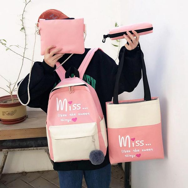 backpack 4pcs/set letter printing shoulder handle pen bags clutch backpacks casual women canvas composite knapsack totes purse
backpack 4pcs/set letter printing shoulder handle pen bags clutch backpacks casual women canvas composite knapsack totes purse