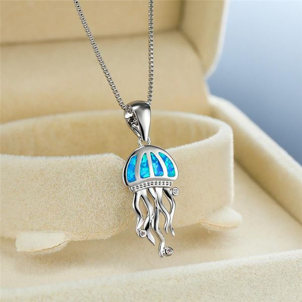 pendant necklaces female cute blue opal wedding necklace vintage fashion jellyfish dainty silver color chain for women
pendant necklaces female cute blue opal wedding necklace vintage fashion jellyfish dainty silver color chain for women