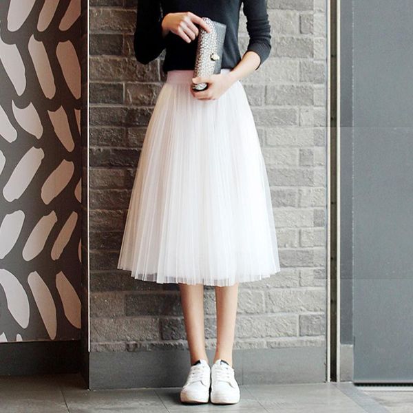 skirts women's midi pleated skirt spring summer elastic high waist black white tulle korean style school girl a-line mesh
skirts women's midi pleated skirt spring summer elastic high waist black white tulle korean style school girl a-line mesh