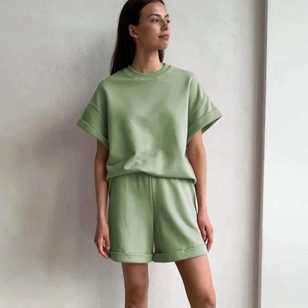 women's tracksuits summer tracksuit sets two piece women short sleeved shirts casual elastic waist shorts outfits solid cotton t suit, Gray
women's tracksuits summer tracksuit sets two piece women short sleeved shirts casual elastic waist shorts outfits solid cotton t suit, Gray