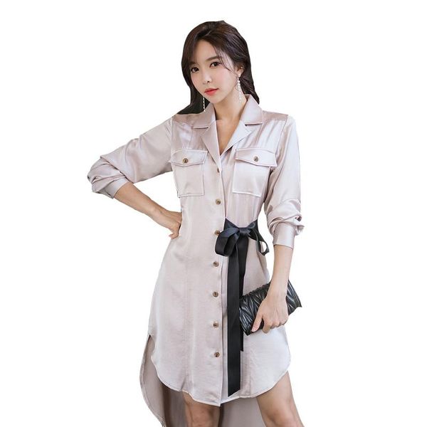 casual dresses simple loose lapel women shirt dress 2021 spring summer single-breasted lace-up long-sleeved female, Black;gray
casual dresses simple loose lapel women shirt dress 2021 spring summer single-breasted lace-up long-sleeved female, Black;gray
