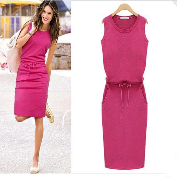 women casual sleeveless pockets pencil dress 2021 summer solid drawstring waist beach party sundress o-neck wrapped hip straight dresses, Black;gray
women casual sleeveless pockets pencil dress 2021 summer solid drawstring waist beach party sundress o-neck wrapped hip straight dresses, Black;gray