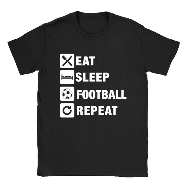 eat sleep football repeat mens t-shirt gift for footballer lover son present, White;black
eat sleep football repeat mens t-shirt gift for footballer lover son present, White;black