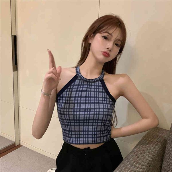 women korean style slim sleeveless summer tank halter plaid crop camis vest women (r99289 210423, White
women korean style slim sleeveless summer tank halter plaid crop camis vest women (r99289 210423, White
