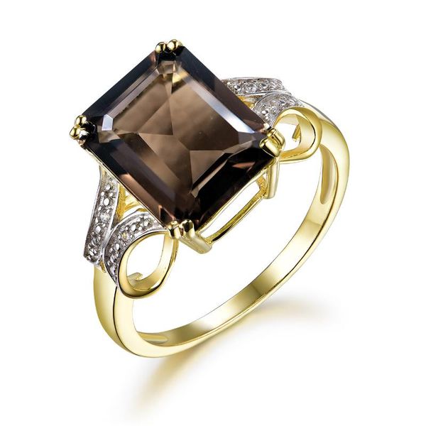 cluster rings tbj,925 sterling silver yellow color with natural gemstone smoky quartz emerald cut for women party wear jewelry gift, Golden;silver
cluster rings tbj,925 sterling silver yellow color with natural gemstone smoky quartz emerald cut for women party wear jewelry gift, Golden;silver