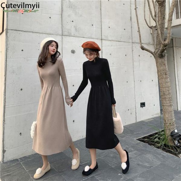 casual dresses stretchy elegant a-line knit dress women long sleeve slim waist basic sweater womens autumn winter bottom solid, Black;gray
casual dresses stretchy elegant a-line knit dress women long sleeve slim waist basic sweater womens autumn winter bottom solid, Black;gray