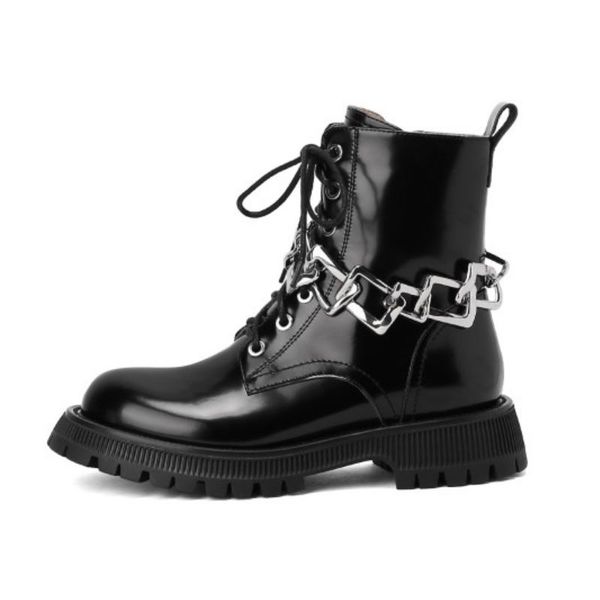size 33-40 genuine leather ankle boots for women shoes low heel metal chains winter cool punk style ladies footwear, Black
size 33-40 genuine leather ankle boots for women shoes low heel metal chains winter cool punk style ladies footwear, Black