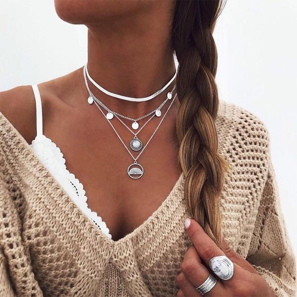 pendant necklaces bohemian multilayer snake chain necklace women jewelry vintage ethnic sector geometry crystal, Silver
pendant necklaces bohemian multilayer snake chain necklace women jewelry vintage ethnic sector geometry crystal, Silver