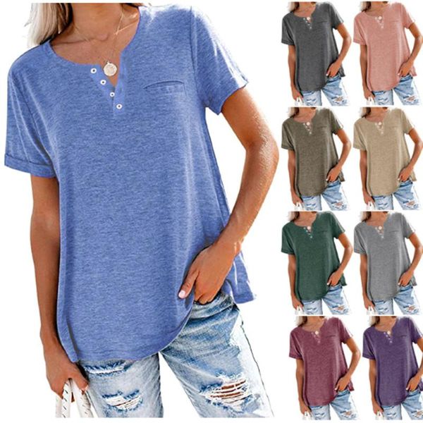 women's t-shirt 2021 spring/summer woman t-shirts solid color round collar loose casual button long sleeve, White
women's t-shirt 2021 spring/summer woman t-shirts solid color round collar loose casual button long sleeve, White