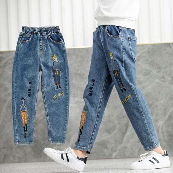 cartoon elastic waist jeans girls wearing autumn winter casual pants 10 years denim trousers anime girl embroidery pantalones 8t, Blue
cartoon elastic waist jeans girls wearing autumn winter casual pants 10 years denim trousers anime girl embroidery pantalones 8t, Blue