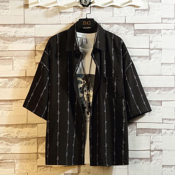 men's casual shirts striped brand 2021 summer black white pocket print shirt fashion short sleeve loose oversize -4xl 5xl hawaiia, White;black
men's casual shirts striped brand 2021 summer black white pocket print shirt fashion short sleeve loose oversize -4xl 5xl hawaiia, White;black