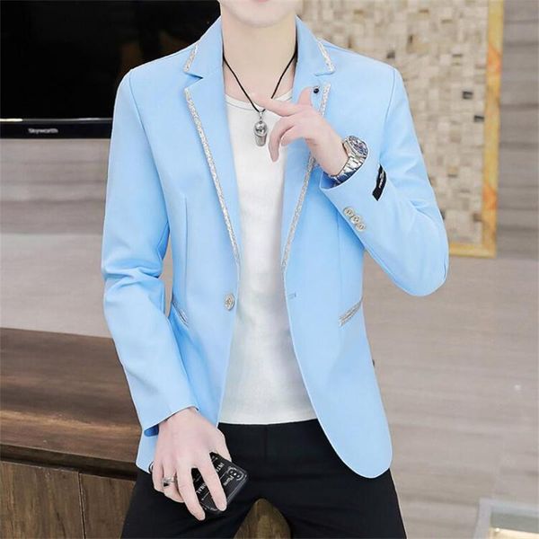 men's suits & blazers blazer men korean fashion bright edge singer coats leisure mens suit jacket casual single button spring and autum, White;black
men's suits & blazers blazer men korean fashion bright edge singer coats leisure mens suit jacket casual single button spring and autum, White;black