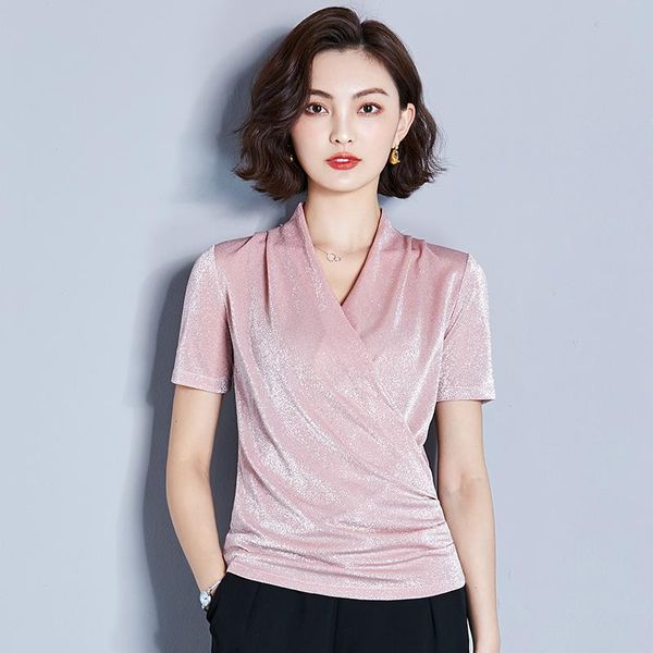 women's t-shirt summer silk t-shirts for women vintage satin korean fashion short sleeves plus size xxxl green office lady shirts, White
women's t-shirt summer silk t-shirts for women vintage satin korean fashion short sleeves plus size xxxl green office lady shirts, White