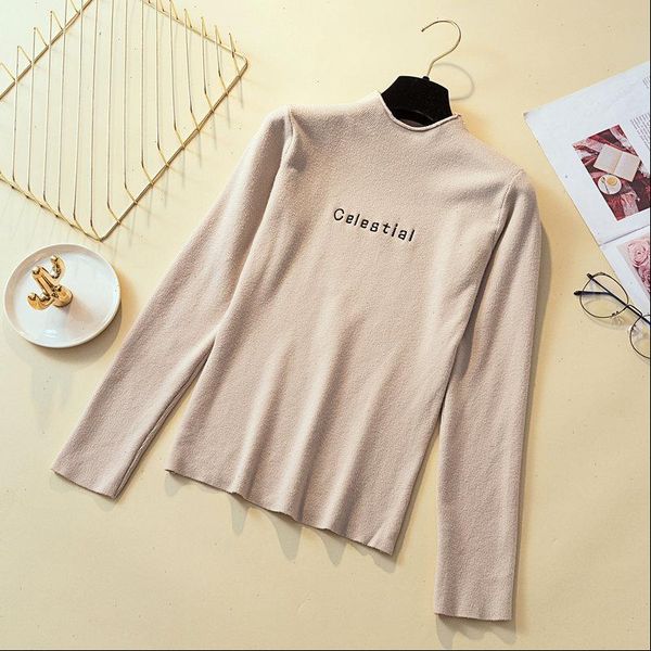 women sweater womens sweaters winter autumn knitted pullovers loose letter embroidery turtleneck bottoming simple woman pl097, White;black
women sweater womens sweaters winter autumn knitted pullovers loose letter embroidery turtleneck bottoming simple woman pl097, White;black