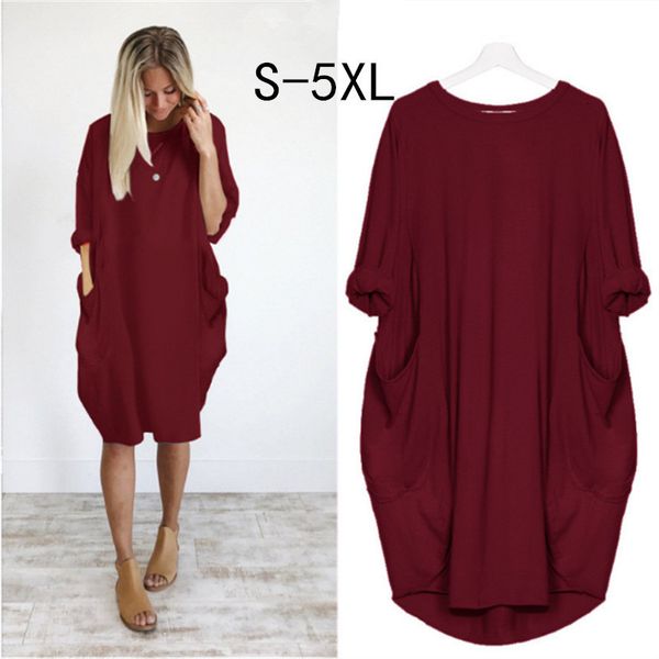 maternity dress loose maternity long sleeve t-shirt clothes pregnant women vestidos solid color pregnancy clothings plus size, White 
maternity dress loose maternity long sleeve t-shirt clothes pregnant women vestidos solid color pregnancy clothings plus size, White