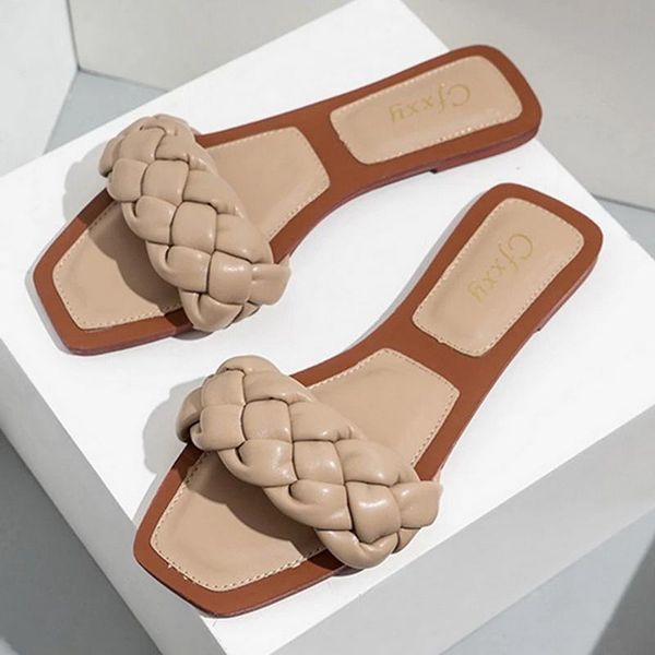 slippers vertvie woven women slip on slides fashion brand square toe leather flat sandals female outdoor flip flops, Black
slippers vertvie woven women slip on slides fashion brand square toe leather flat sandals female outdoor flip flops, Black