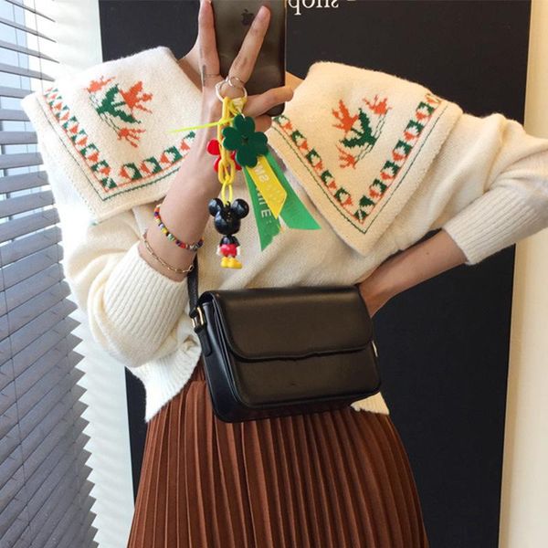 women's sweaters 2021 korean fashion elegant temperament wild embroidery big lapel stitching sleeve loose long-sleeved knit sweater wom, White;black
women's sweaters 2021 korean fashion elegant temperament wild embroidery big lapel stitching sleeve loose long-sleeved knit sweater wom, White;black