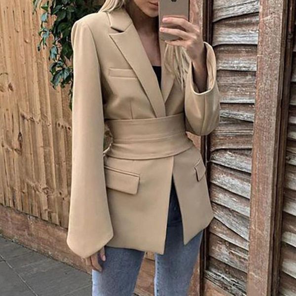 women's suits & blazers blazer women 2021 spring autumn elegant belt long sleeve lace up office ladies slim suit coats, White;black
women's suits & blazers blazer women 2021 spring autumn elegant belt long sleeve lace up office ladies slim suit coats, White;black